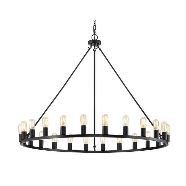 24-light Wagon Wheel Chandelier - 48-inch Diameter