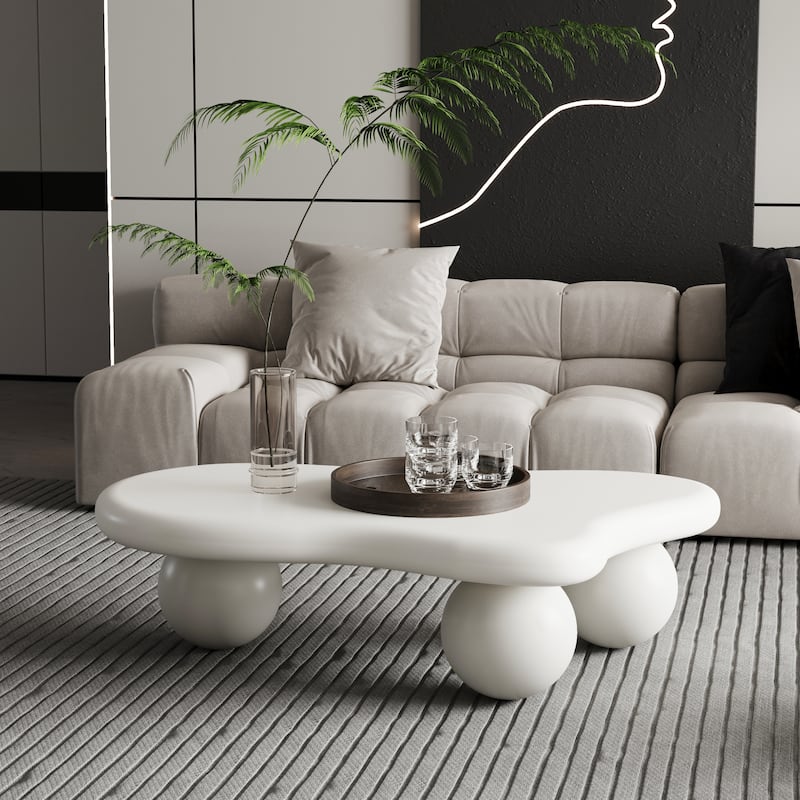GDF Studio - Aurelia 40 Inch Cloud Shaped Coffee Table with 3 Ball Legs
