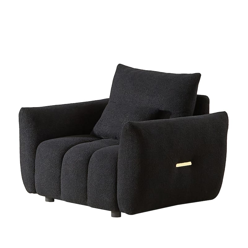 24.7 In Seat Wide Teddy Fabric Single Sofa with One Pillow
