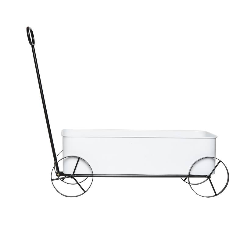 Transpac Metal 24.5 in. Off-White Christmas Enamel Tree Farm Wagon