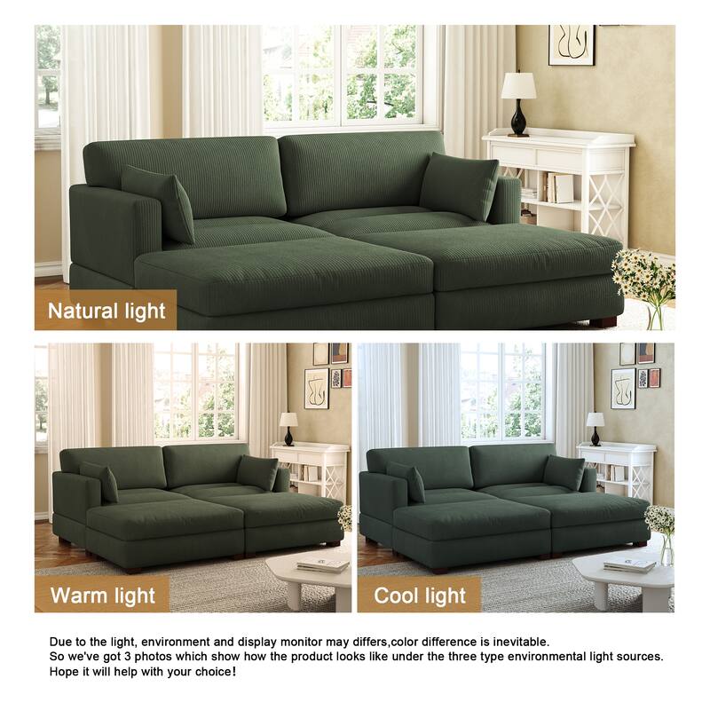 Corduroy Modular Sectional Sofa Deep Seat Corner Sofas & Ottomans
