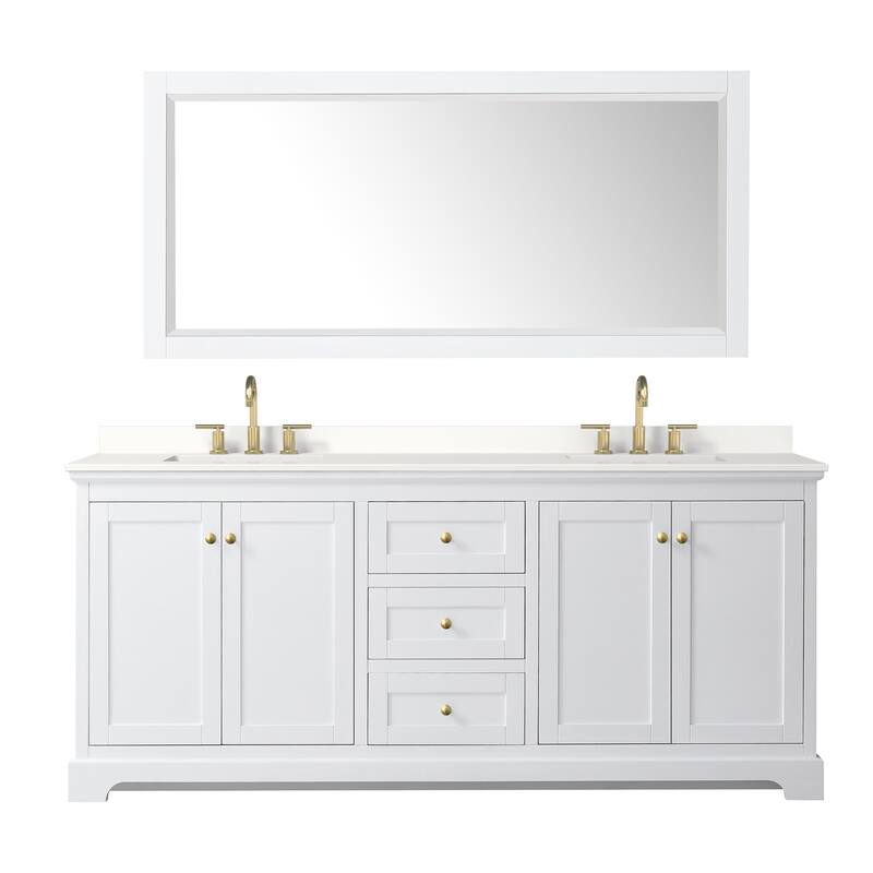 Avery 80-inch Double Vanity, Quartz Top, 70-inch Mirror
