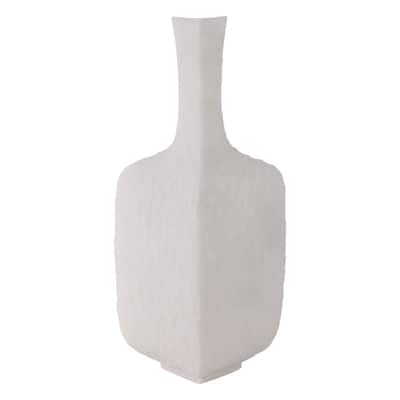 Resin Vase Mortsel Large Textured Square Neck Design - 19" White