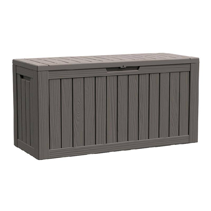 60-100 Gallon Outdoor Deck Storage Box with Lockable Lid, UV Protected & Weatherproof - 80GAL - DARK GREY
