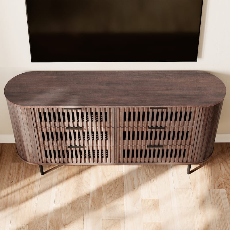 WAMPAT Fluted Dresser for Bedroom with 6 Drawers