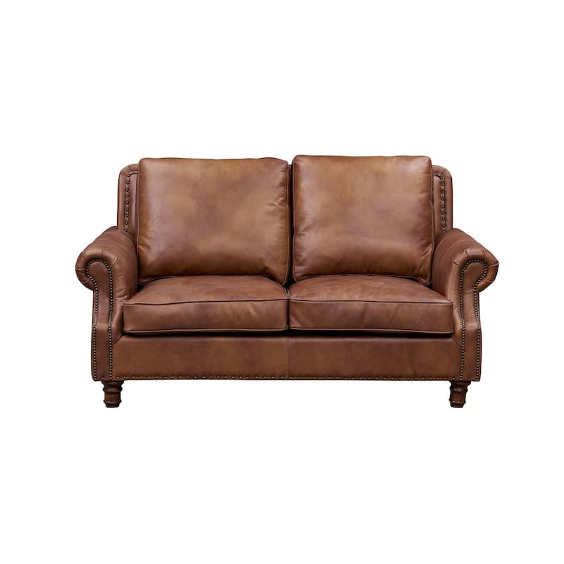 English Rolled Arm Love Seat - Leather
