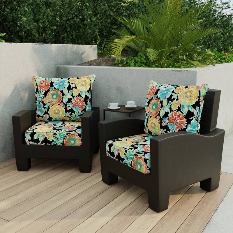 24" x 47" Outdoor Deep Seat Cushion Set with Welt - 46.5'' L x 24'' W x 6'' H - Colsen Noir