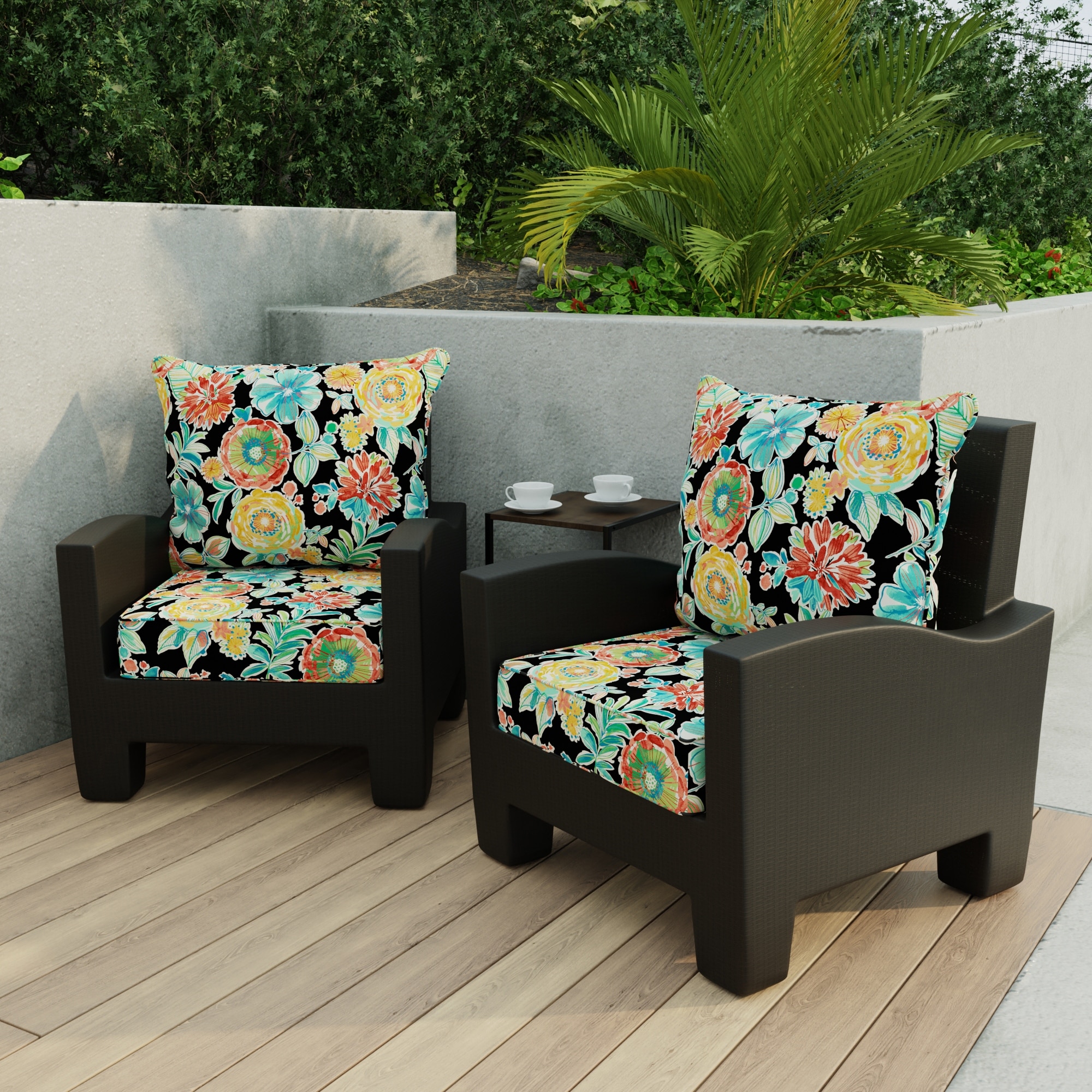 Black floral patio cushions outlet