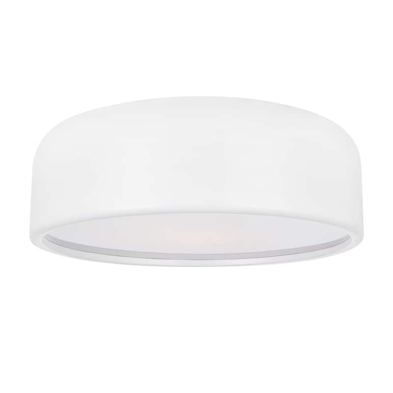 Campton 3 Light Drum Shade Flush Mount With White Finish - White