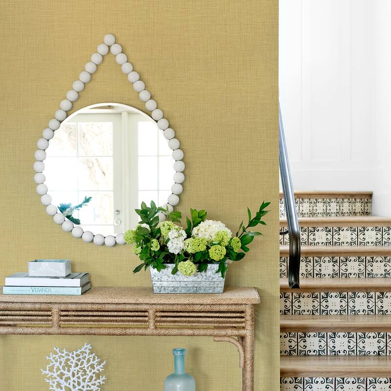 A-Street Prints Jocelyn Yellow Faux Linen Wallpaper