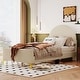 preview thumbnail 1 of 8, Twin Velvet Upholstered Bed Frame with Headboar Footboard Beige - Twin