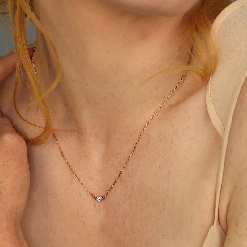 Auriya 1/4cttw East West Marquise Solitaire Diamond Necklace 14k Gold (J-K, I1-I2)