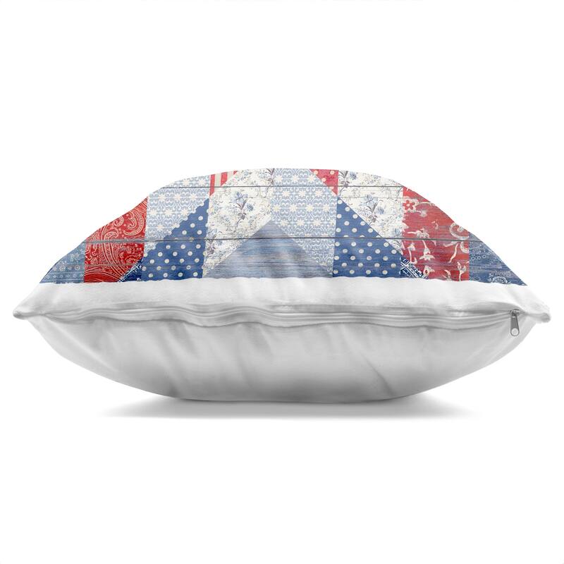 Stupell Patriotic Quilt Pattern Decorative Printed Throw Pillow Design by Susan Arnot
