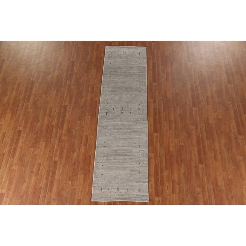 Tribal Beige Gabbeh Runner Rug Hand-knotted Wool Carpet - 2'2"x 9'8"