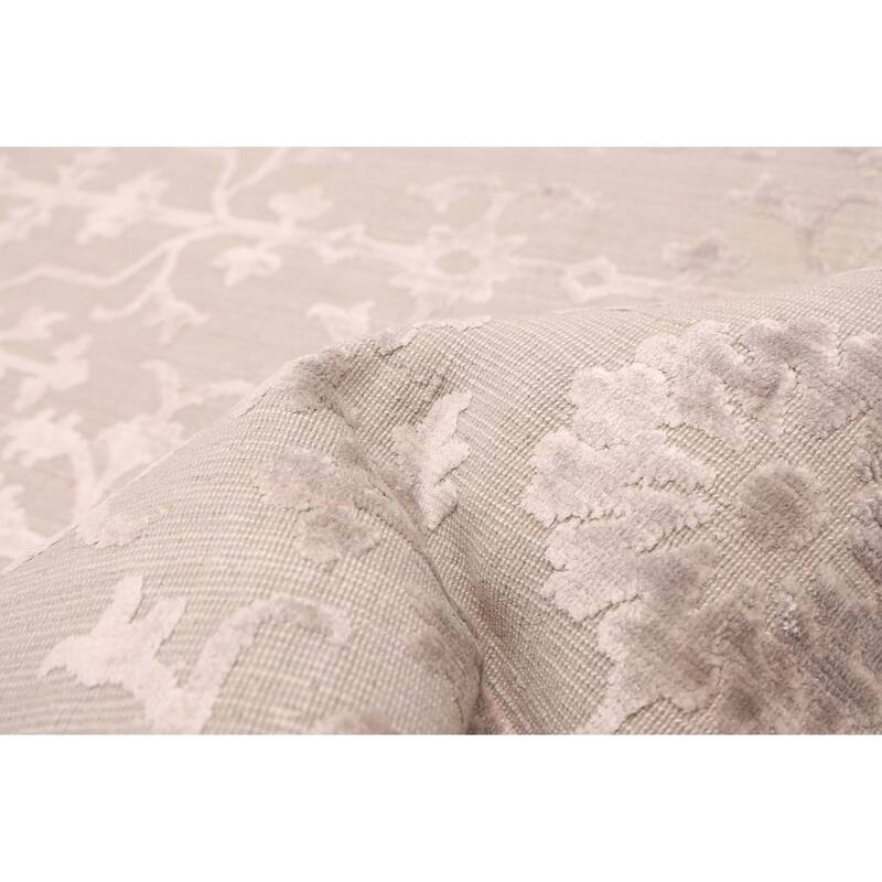 ECARPETGALLERY Hand Loomed Elysian Grey Viscose, Wool Rug - 6'7 x 9'10