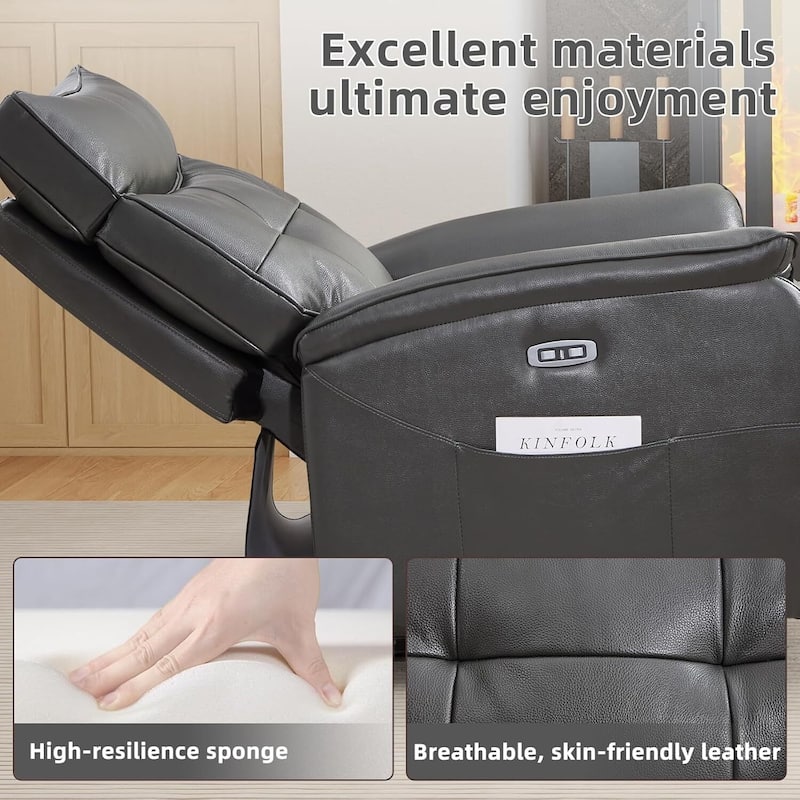 Genuine Leather Recliner Chair,Power Recliner Chair for Adults,Electric Single Reclining Sofa for Living Room