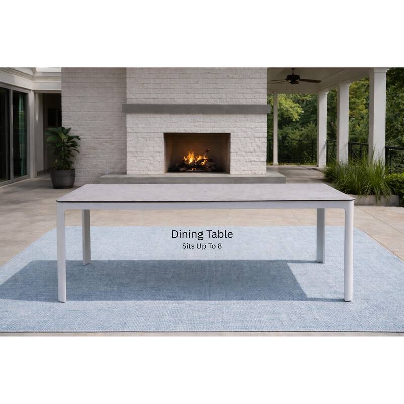 Siena White 7-Piece Aluminum Outdoor Dining Set with Sling Set in White - N/A