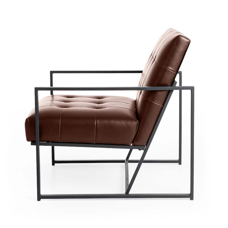 Glitzhome 29.50"W Mid-Century PU Leather Tufted Accent Chair - 29.5"W x 30.5"H x 29.25"D