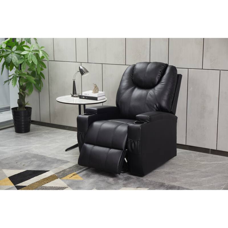 Recliner Chair Modern Recliner Sofa Faux Leather Recliners with Cup Holders, Remote Control