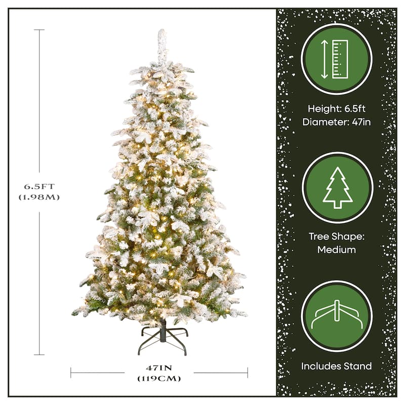 National Tree Company 6.5 ft. Snowy Everest Fir Medium Tree with Clear Lights - 6.5 Foot