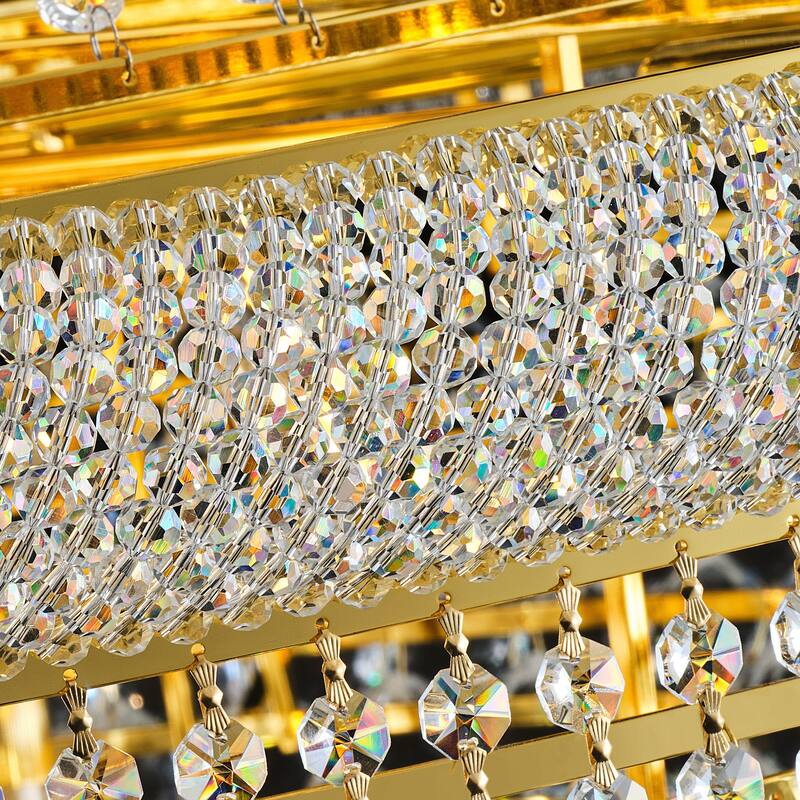 32-Inch Crystal Chandelier, 27-Light Ceiling Light with LED Bulbs - N/A