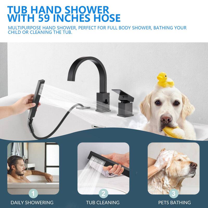 Single Handle Deck Roman Tub Faucets/Filler with Handheld Shower
