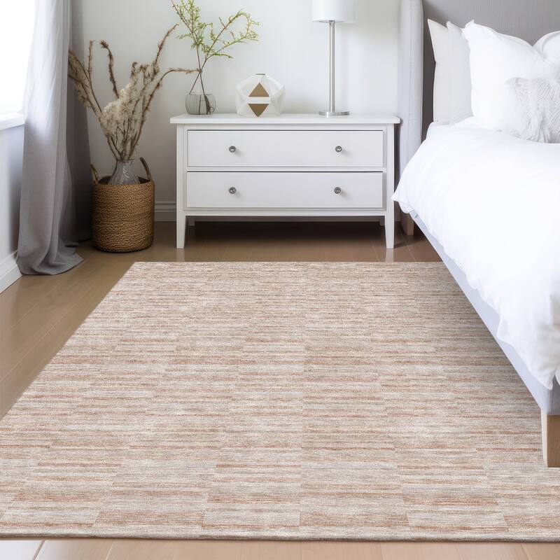 Machine Washable Indoor/ Outdoor Chantille Contemporary Blocks Rug