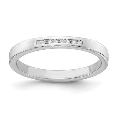 Curata 925 Sterling Silver Polished Channel set White Ice .08ct. Diamond Ring