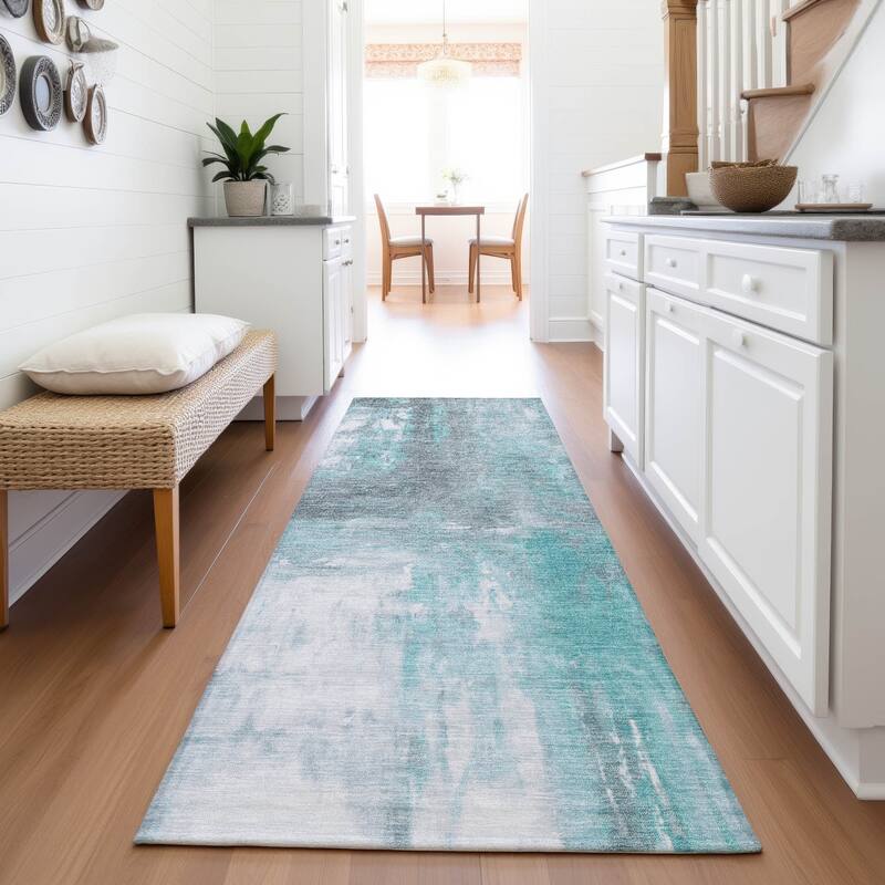 Premium Washable Super Soft Contemporary Ombre Mayfield Rug - Teal - 2'3" x 7'6"