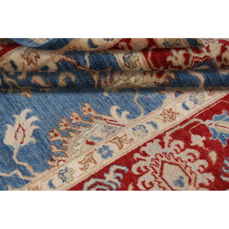 Vegetable Dye Blue Ziegler Oriental Area Rug Hand-knotted Wool Carpet - 5'11" x 8'10"