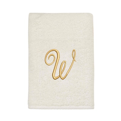 Avanti Linens Ivory/Gold Script Monogram Hand Towel Letter W - Hand Towel