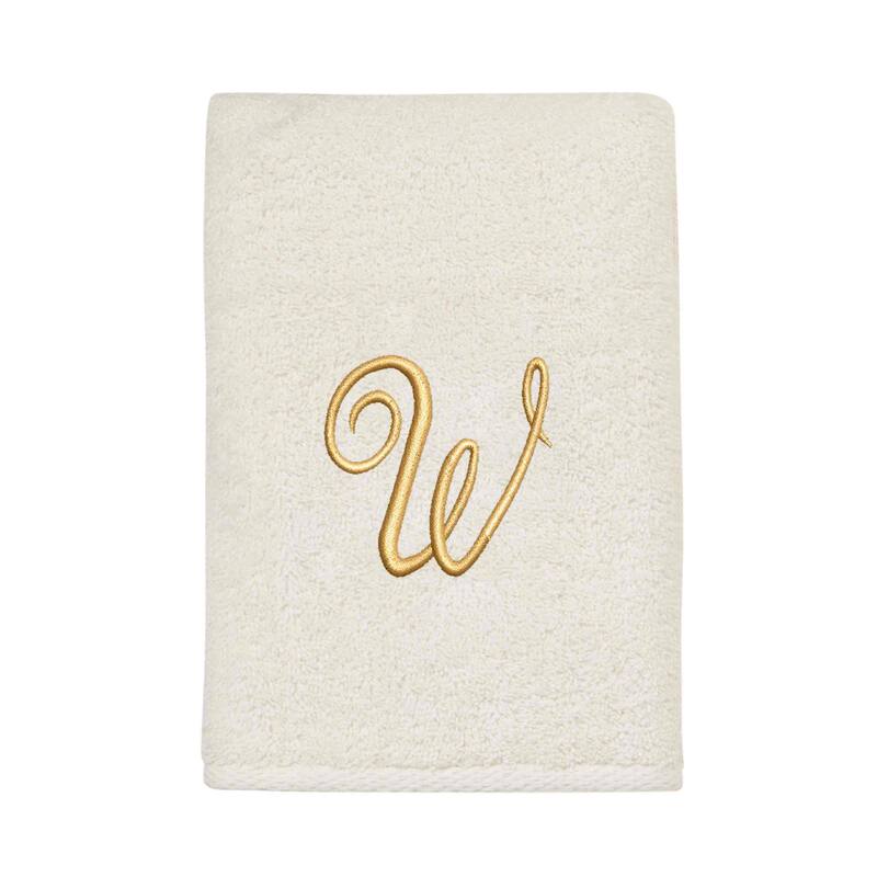 Avanti Linens Ivory/Gold Script Monogram Hand Towel Letter W - Hand Towel