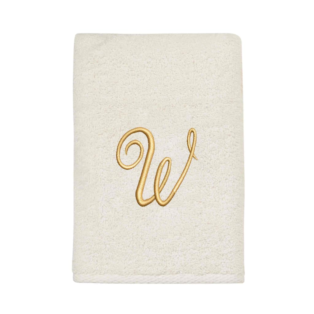 Avanti Linens Ivory/Gold Script Monogram Hand Towel Letter W - Hand Towel