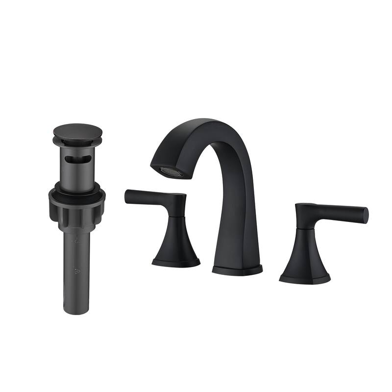 Modern 2 Handle Bathroom Sink Faucet with Pop Up Drain, Ceramic Cartridge, Rust and Corrosion Resistant