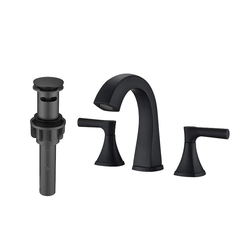 Widespread Bathroom Sink Faucets Two Handle 3 Hole Vanity Bath Faucet - Matte Black
