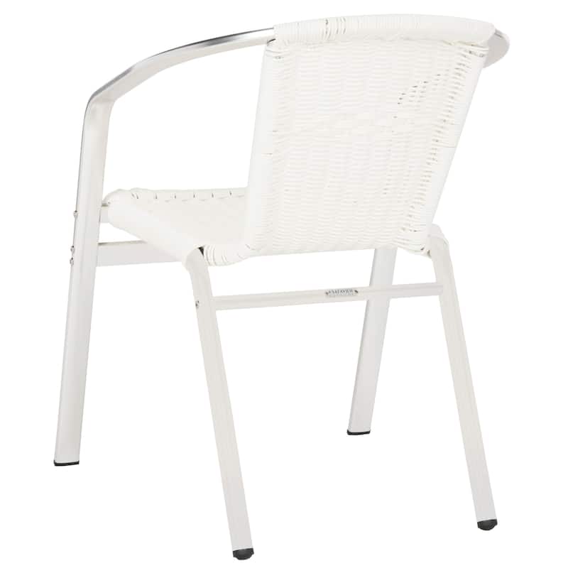 SAFAVIEH Wrangell Indoor-Outdoor White Stacking Armchair (Set of 2) - 22"W x 23"D x 28"H