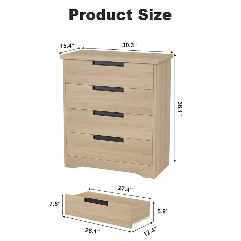 4/5 Drawer Dresser for Bedroom,Wooden Dresser Chest of Drawers with Embedded Handles