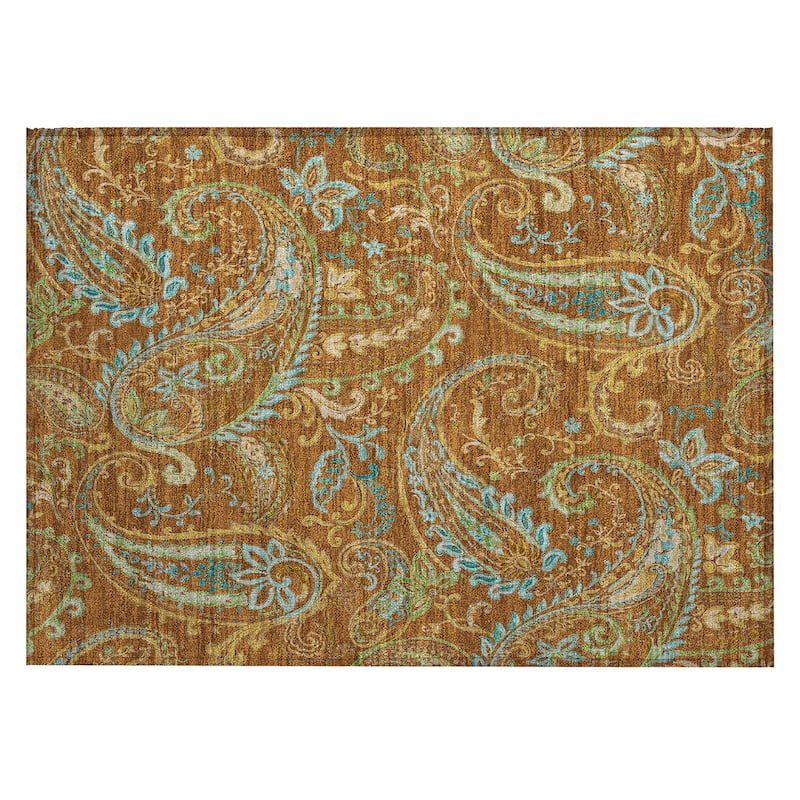 Machine Washable Indoor/ Outdoor Paisley Chantille Rug