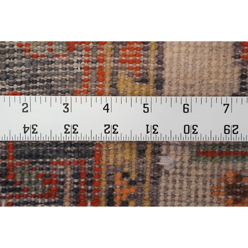 Hand Knotted Oriental 100% Wool Carpet Traditional Geometric Oranges & Rust Heriz Runner Rug - 9' 6'' X 3' 3''