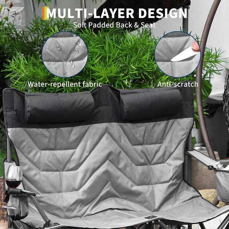 Portable Outdoor Double Folding Camping Chair Loveseat for Camping, Sports, Picnic - N/A