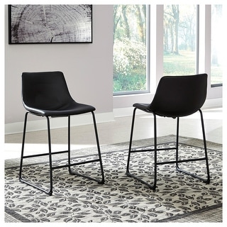 Signature Design by Ashley Centiar Black Bar Stool (Set of 2)