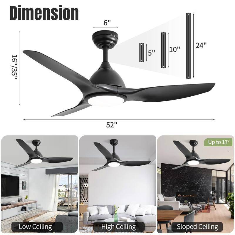 Sofucor High CFM Quiet DC Motor Modern Ceiling Fan with Light and Remote Control