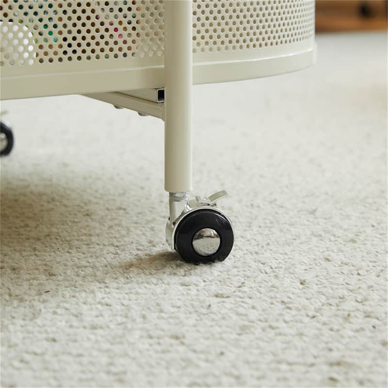 Movable Oval Metal Glass Coffee Table with Storage