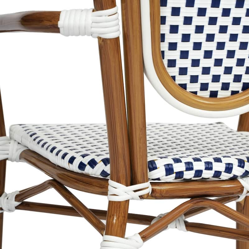 4 Pack All-Weather Commercial Paris Chairs with Arms and metal Frames