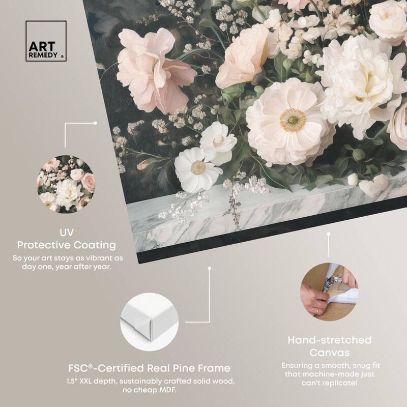 Marble and Blooms Canvas by Art Remedy, Gallery Wrapped