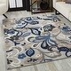5' x 7' Blue Gray Jacobean Floral Indoor Outdoor Area Rug - 6' x 7 ...