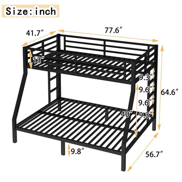 dimension image slide 1 of 2, Twin over Full Metal Bunk Bed