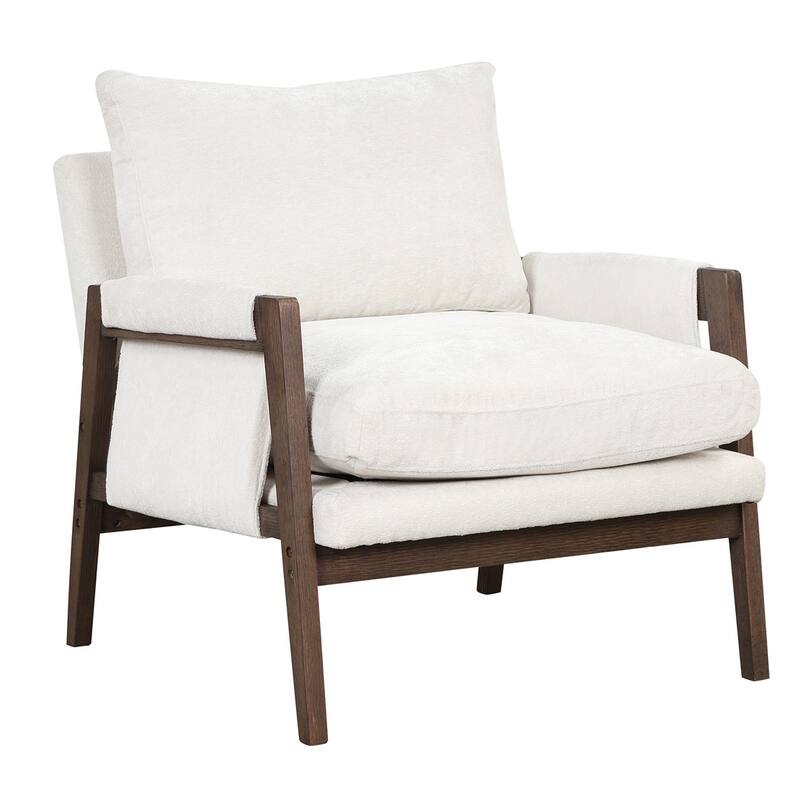 Mid-Century Velvet Living Room Accent Leisure Armchair with Solid Wood