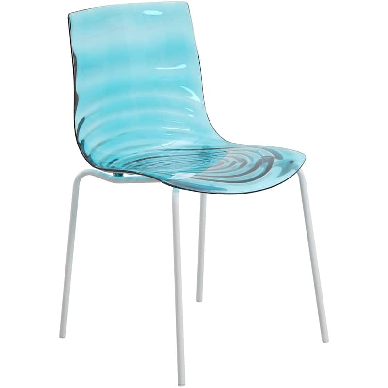 ABS Plastic Dining Chair with Stainless Steel Base Astor Series - Transparent Blue