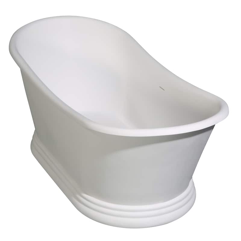 67" White Matte Pedestal Solid Surface Resin Bathtub